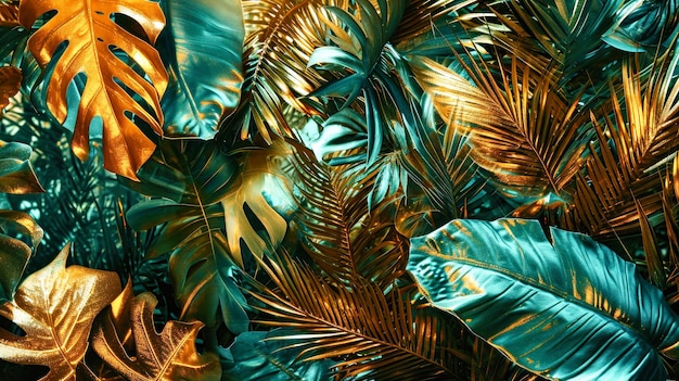 Foglie di palma di spiaggia tropicali foglie di palmera verde modello per l'estate e concetto di natura tropicale