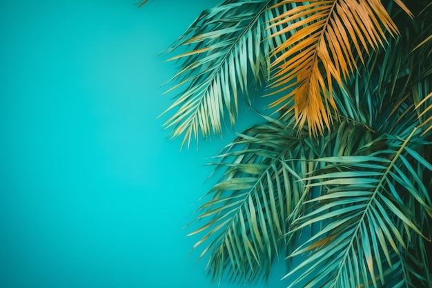 Foglie di palma su sfondo blu