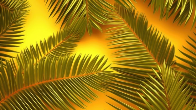 Foglie di palma su sfondo giallo