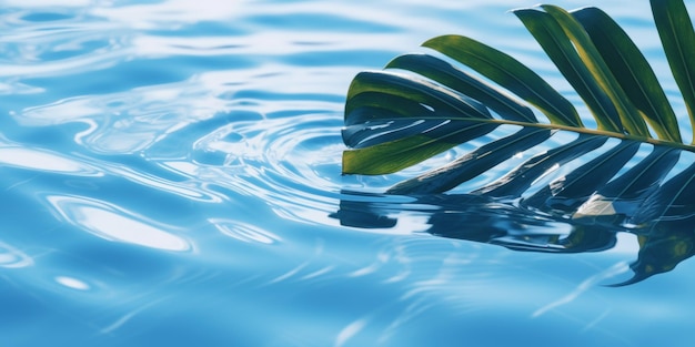 foglie di palma sullo sfondo dell'acqua azzurra dell'oceano IA generativa