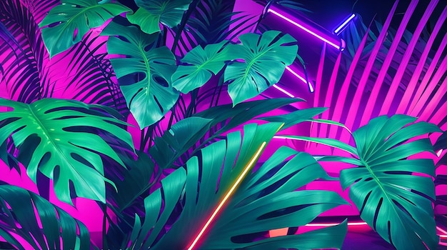 Foglie di palma tropicale Luci al neon