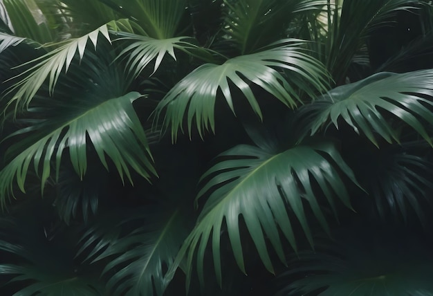 Foglie di palme tropicali verdi e dense