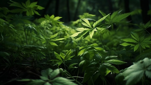 Foglie di piante verdi nella foresta