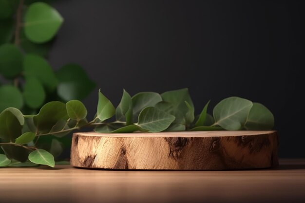 Foglie di podio in fetta di legno Natura organica Generare Ai