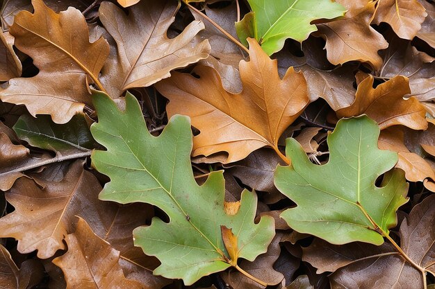 Foglie di quercia congelate sfondo naturale astratto