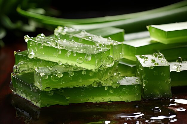 Foglie fresche di aloe vera verde sullo sfondo