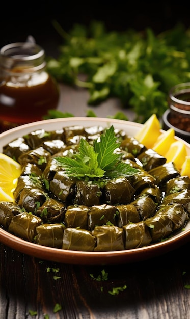 Foglie ripiene di olio d'oliva cucina tradizionale turca