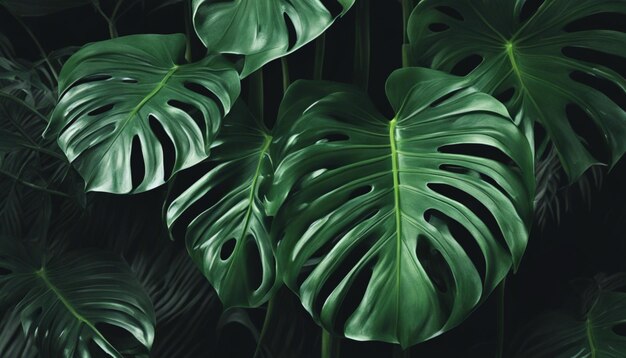 Foglie tropicali carta da parati dettagli intricati e vene che catturano l'essenza di una pianta Monstera