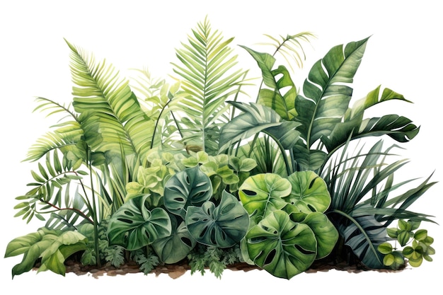 Foglie tropicali verdi fresche isolate su sfondo bianco