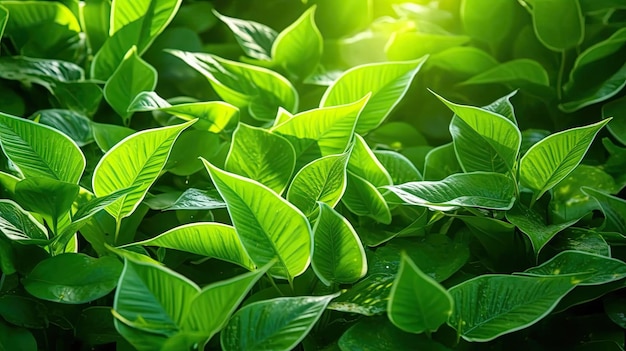 Foglie verdi Foglie verdi naturali piante che usano come sfondo primaverile copertina verde ambiente ecologia carta da parati Generative Ai