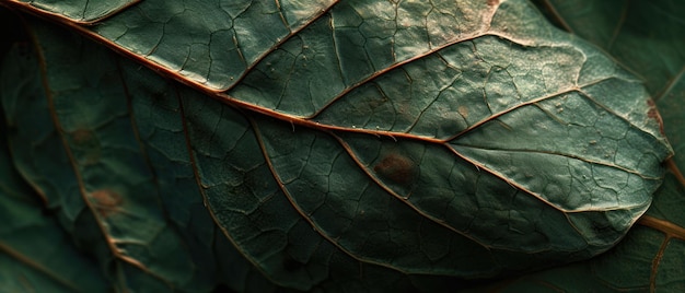 Foglie verdi lussureggianti di una pianta con una struttura venata dettagliata in natura