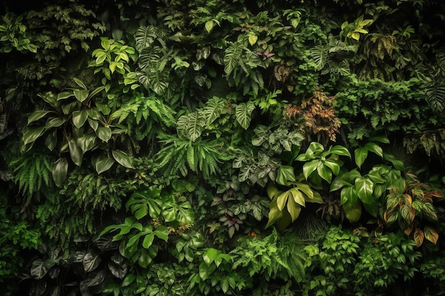 Foglie verdi su un muro