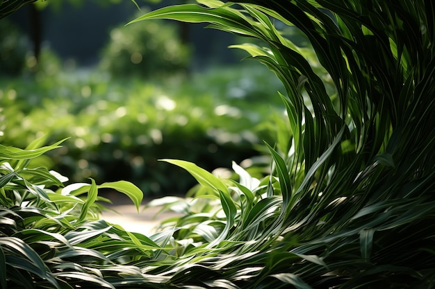 Foglie verdi tropicali nel giardino Sfondio naturale e carta da parati