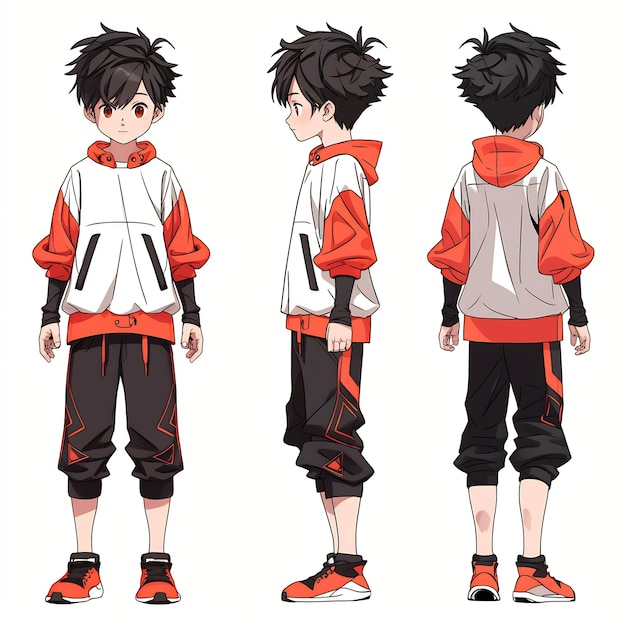 Foglio artistico di tendenza del personaggio di Anime Boy Turnaround che mostra il design elegante di un bell'adolescente
