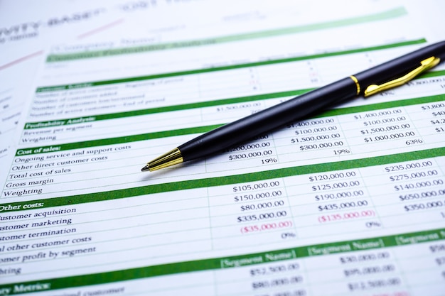 Foglio di calcolo del foglio di calcolo Sviluppo finanziario, conto, statistiche analitiche di investimento.