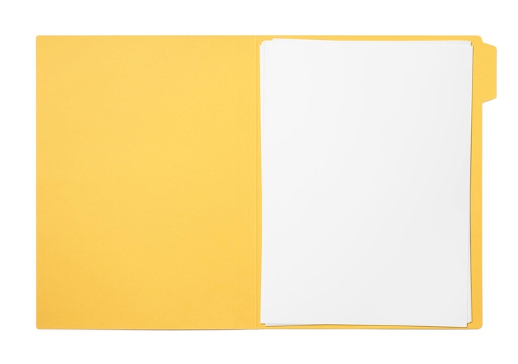 Photo folders and files on white