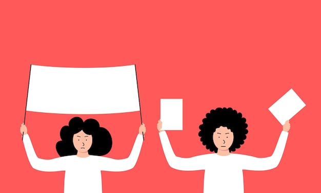 Folla di manifestanti persone silhouette di mani persone con striscioni