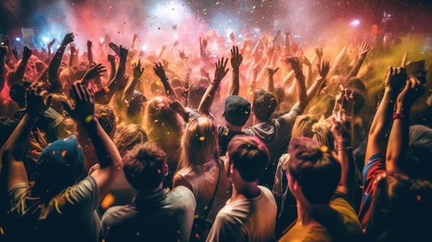 Folla di persone che ballano al concerto