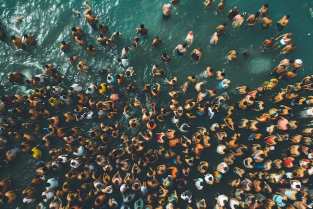 folla di persone felici al mare alla festa