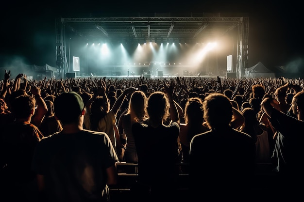 Folla persone concerto discoteca Mostra segno Genera AI