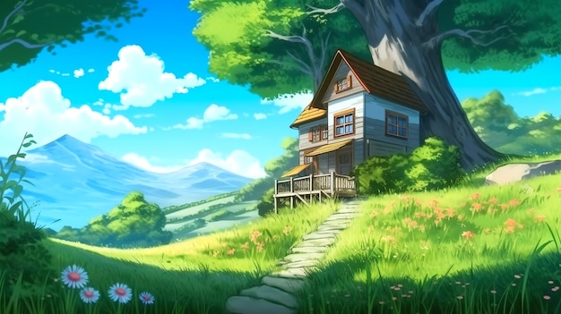 fondale in stile Ghibli Studio