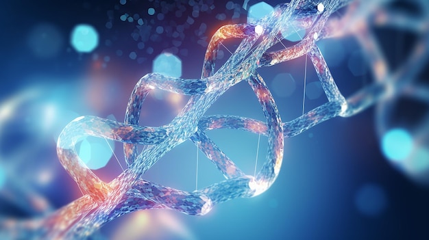 Fondo 3d della molecola del DNA