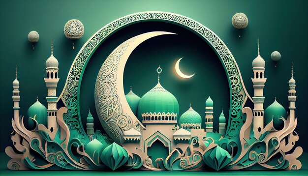 Fondo artistico dell'illustrazione del ramadan kareem islamico