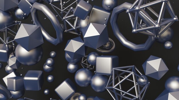 Fondo astratto 3D con forme geometriche.