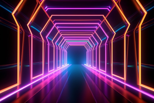 Fondo astratto 3d con luce al neon