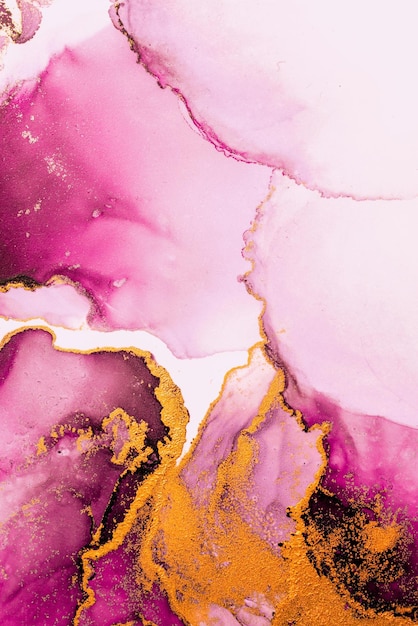 Fondo astratto dell'oro rosa della pittura di arte di marmo liquido dell'inchiostro su carta