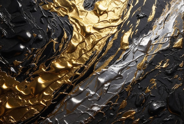 Fondo astratto della pittura ad olio dell'oro e del nero