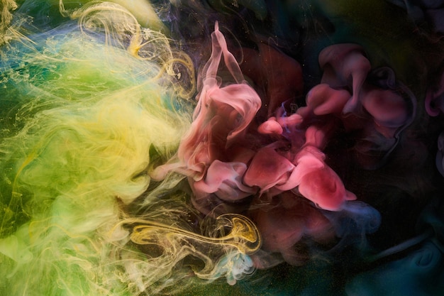 Fondo astratto di arte fluida liquida Mix di colori acrilici danzanti sott'acqua