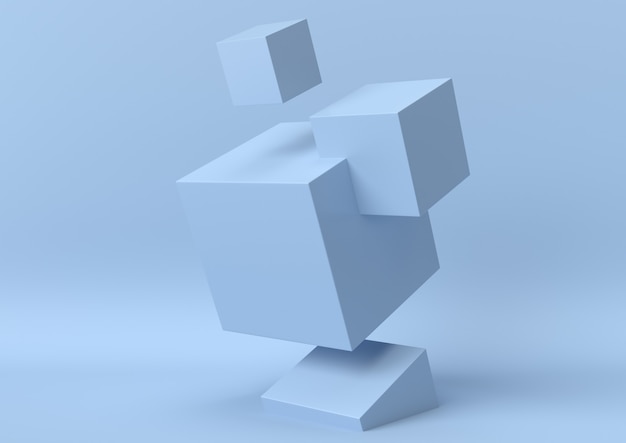 Fondo astratto di forma geometrica di colore blu, minimalista moderno, rappresentazione 3d