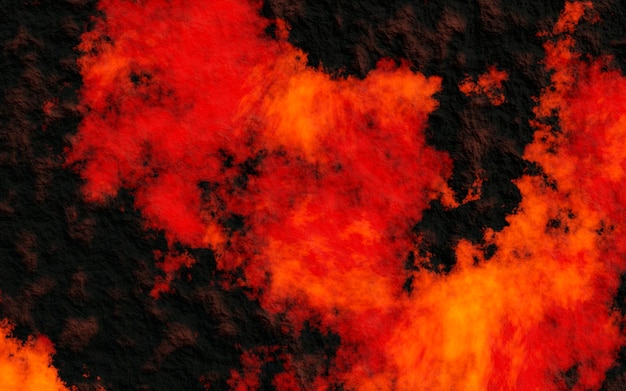 Fondo astratto di struttura della lava fusa vulcanica Terreno del fuoco Paesaggio con rendering 3d di magma fuso