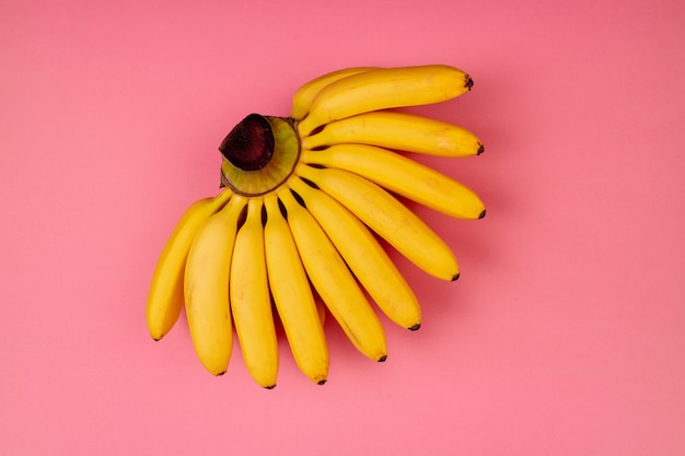 Fondo astratto tropicale delle banane gialle fresche di frutti sul rosa