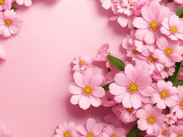 Fondo banner della Festa della Madre con piccoli fiori di rose rosa con spazio di copia generato dall'IA Immagine