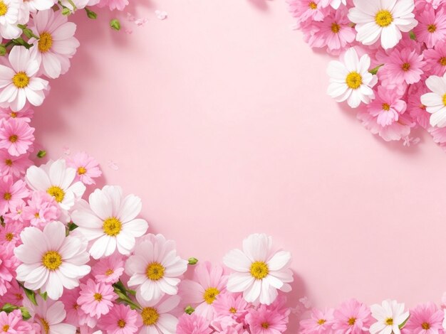 Fondo banner della Festa della Madre con piccoli fiori di rose rosa con spazio di copia generato dall'IA Immagine