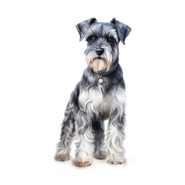 Fondo bianco clipart carino Schnauzer dell'acquerello