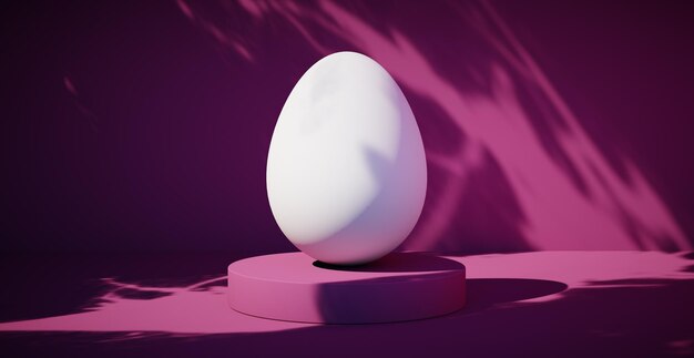 Fondo bianco luminoso con il rendering 3d delle vacanze di Pasqua dell'uovo