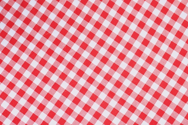 Fondo bianco rosso della tovaglia del plaid