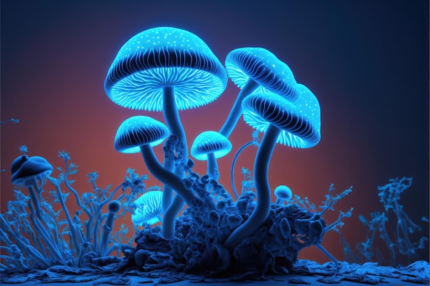 Fondo blu dei funghi