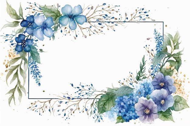 Fondo blu della struttura dei fiori dell'acquerello