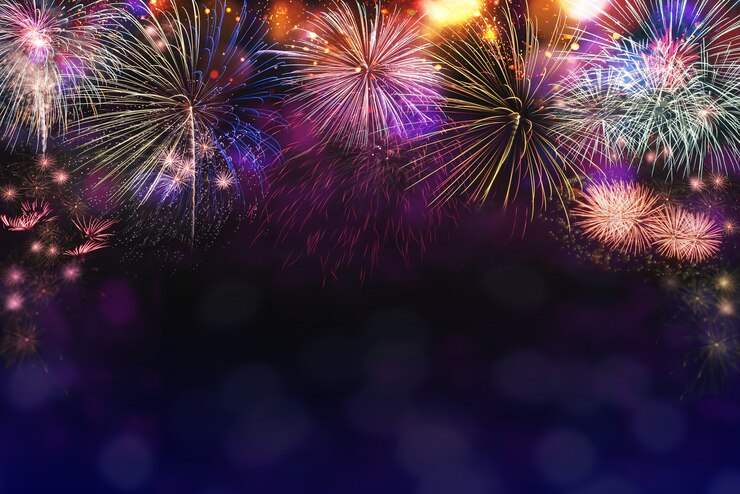 Fondo colorato del fuoco d'artificio della miscela astratta con lo spazio della copia. Vigilia di Capodanno