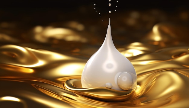 Fondo cosmetico del siero della bolla con oro e bianco