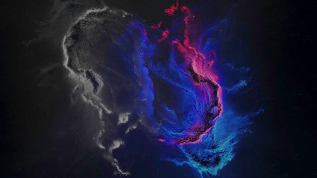 Fondo cosmico astratto con stelle e nuvola di animazione in ciclo continuo di colori blu e rosa
