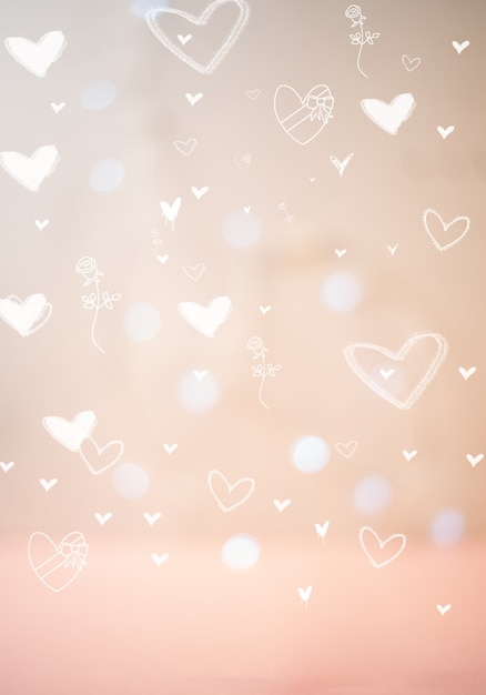 Fondo del bokeh del cuore di giorno di biglietti di S. Valentino