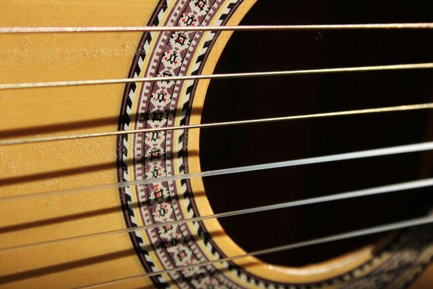 fondo del primo piano della chitarra acustica