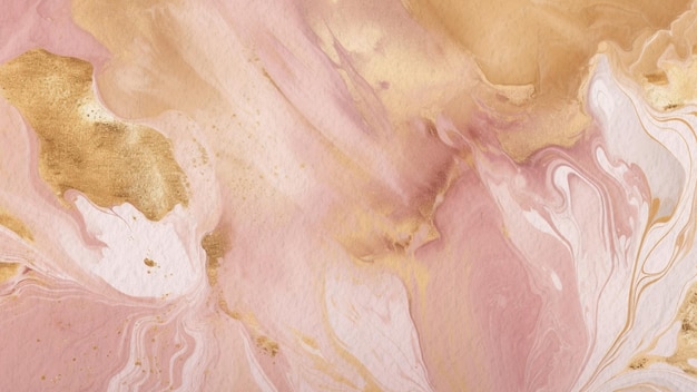 Fondo dell'acquerello di struttura di marmo rosa astratto su carta con arte linea oro