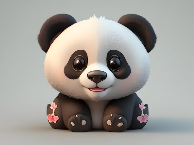 Fondo dell'icona del panda del fumetto 3D