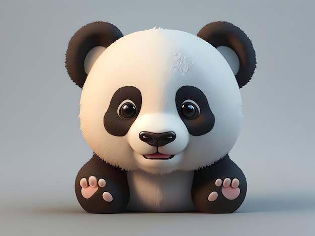 Fondo dell'icona del panda del fumetto 3D